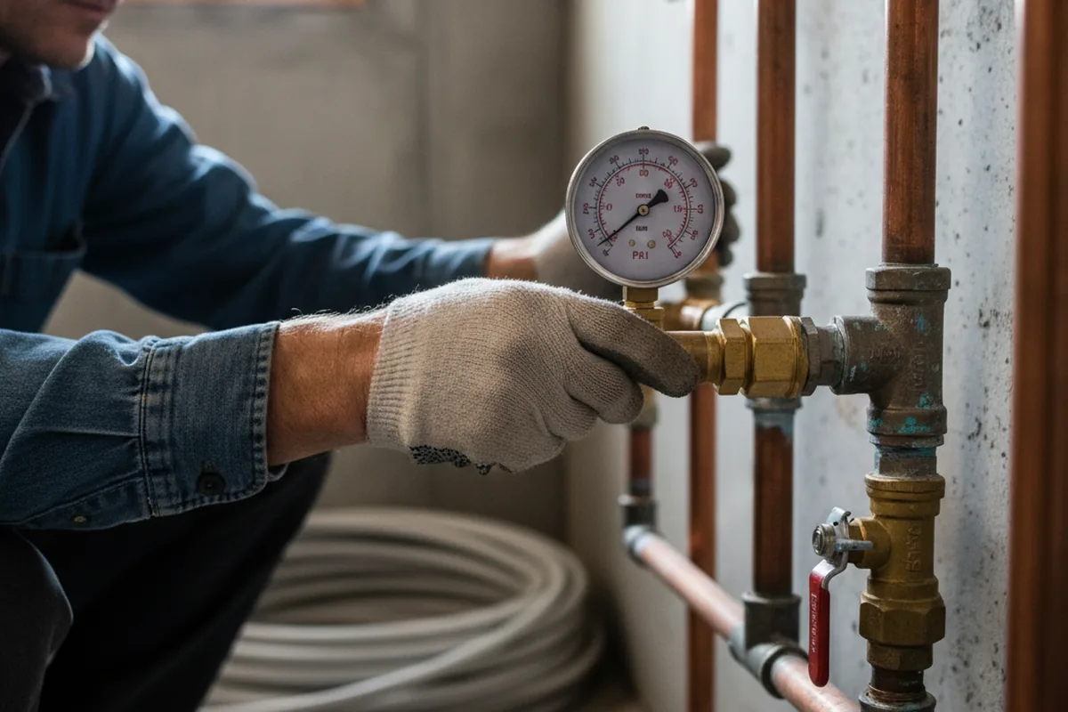 Pressure testing a repaired line during Water Line Repair in Soquel
